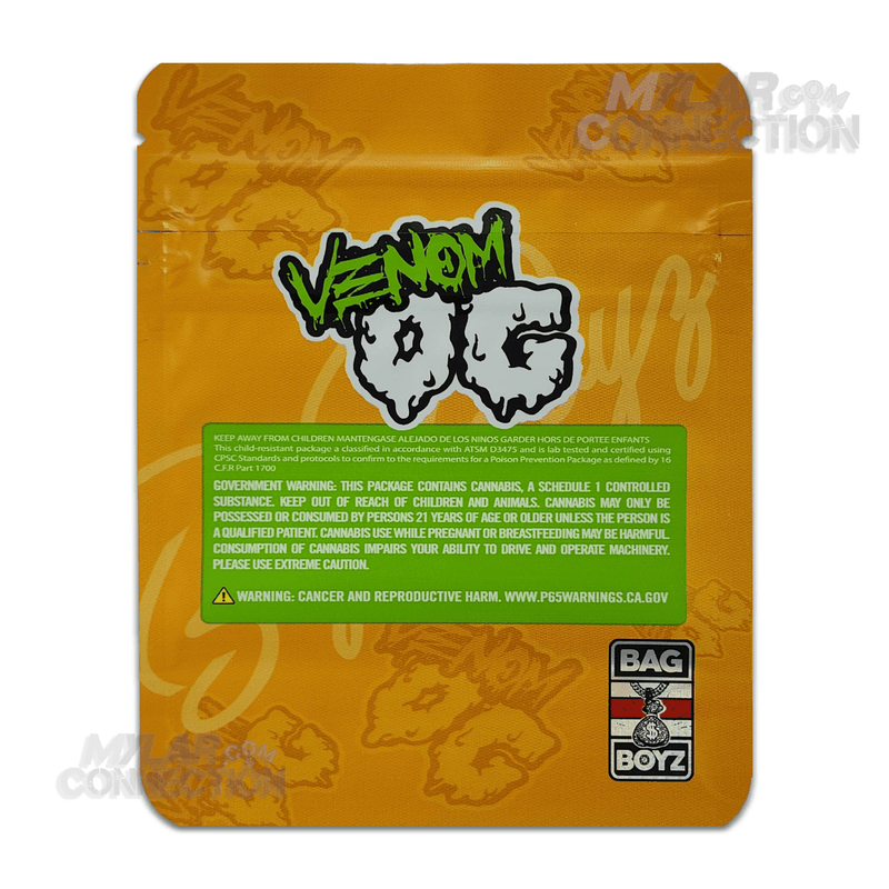 Bag Boyz Venom OG Empty 3.5g Dry Herb Flower Mylar Bag Packaging