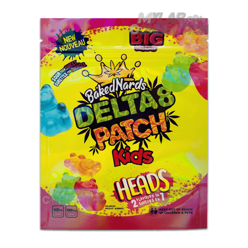 Delta 8 Patch Heads Empty Edible Packaging 500mg/1000mg Mylar Bags