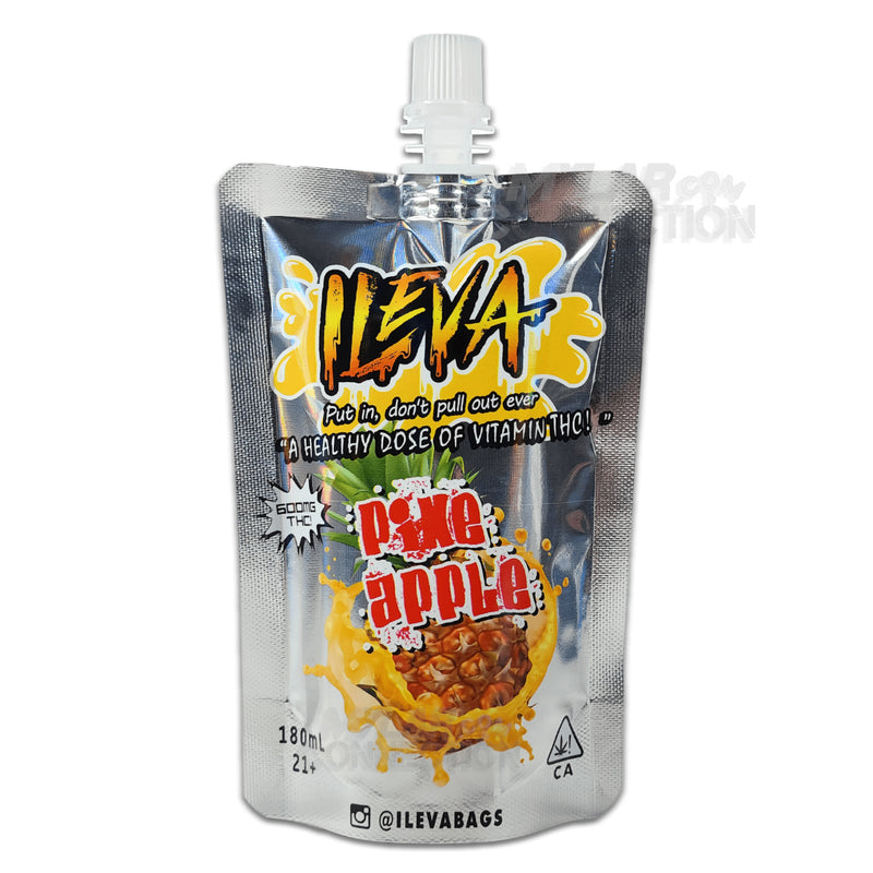 Ileva Pineapple Empty Cannabis Infused Drink Or Jello Pouch With Tamper Resistant Cap Packaging 600mg