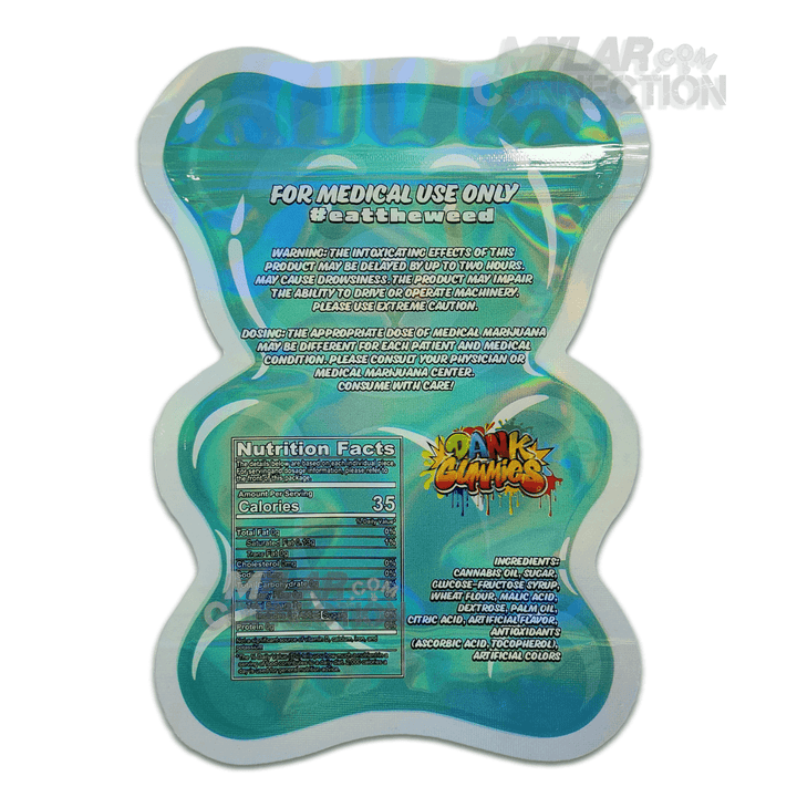 Dank Gummies Large Green Bear Shaped Empty Edibles Die-cut Mylar Bag Packaging 500mg
