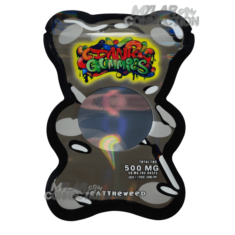Dank Gummies Bear Shaped Black Empty Edibles Die-cut Mylar Bag Packaging 500mg