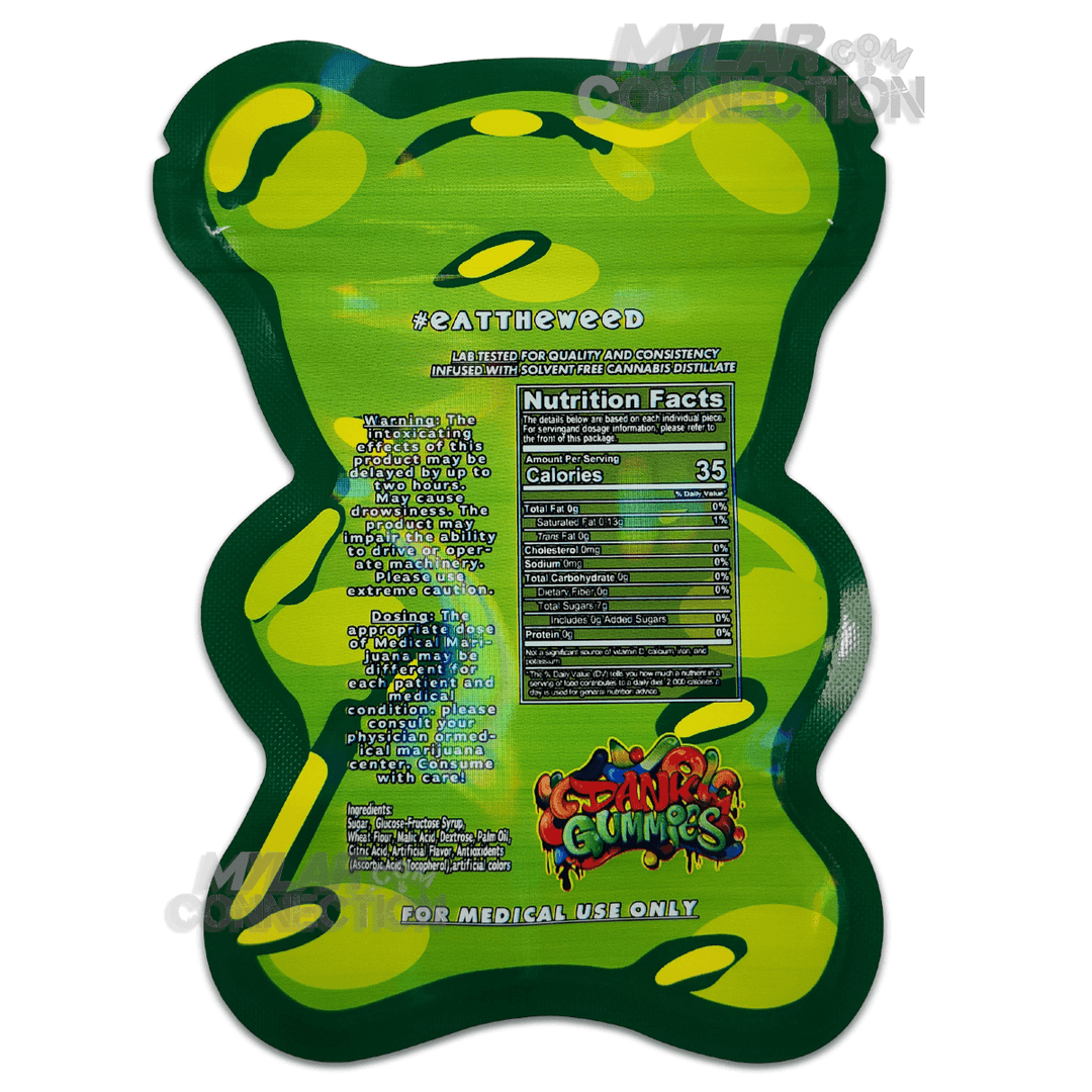 Dank Gummies Bear Shaped Green Empty Edibles Die-cut Mylar Bag Packaging 500mg