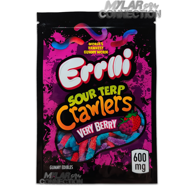 Very Berry Sour Terp Crawlers Empty Edibles Mylar Bag Packaging