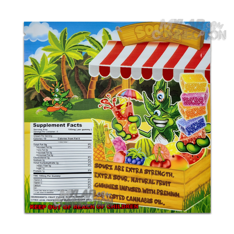 Sourz Gummies Maui Mango Empty Edible Mylar Packaging Bags 600mg