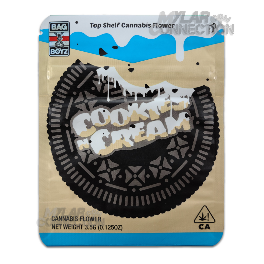 Bag Boyz Cookies N Cream Empty 3.5g Dry Herb Flower Mylar Bag Packaging