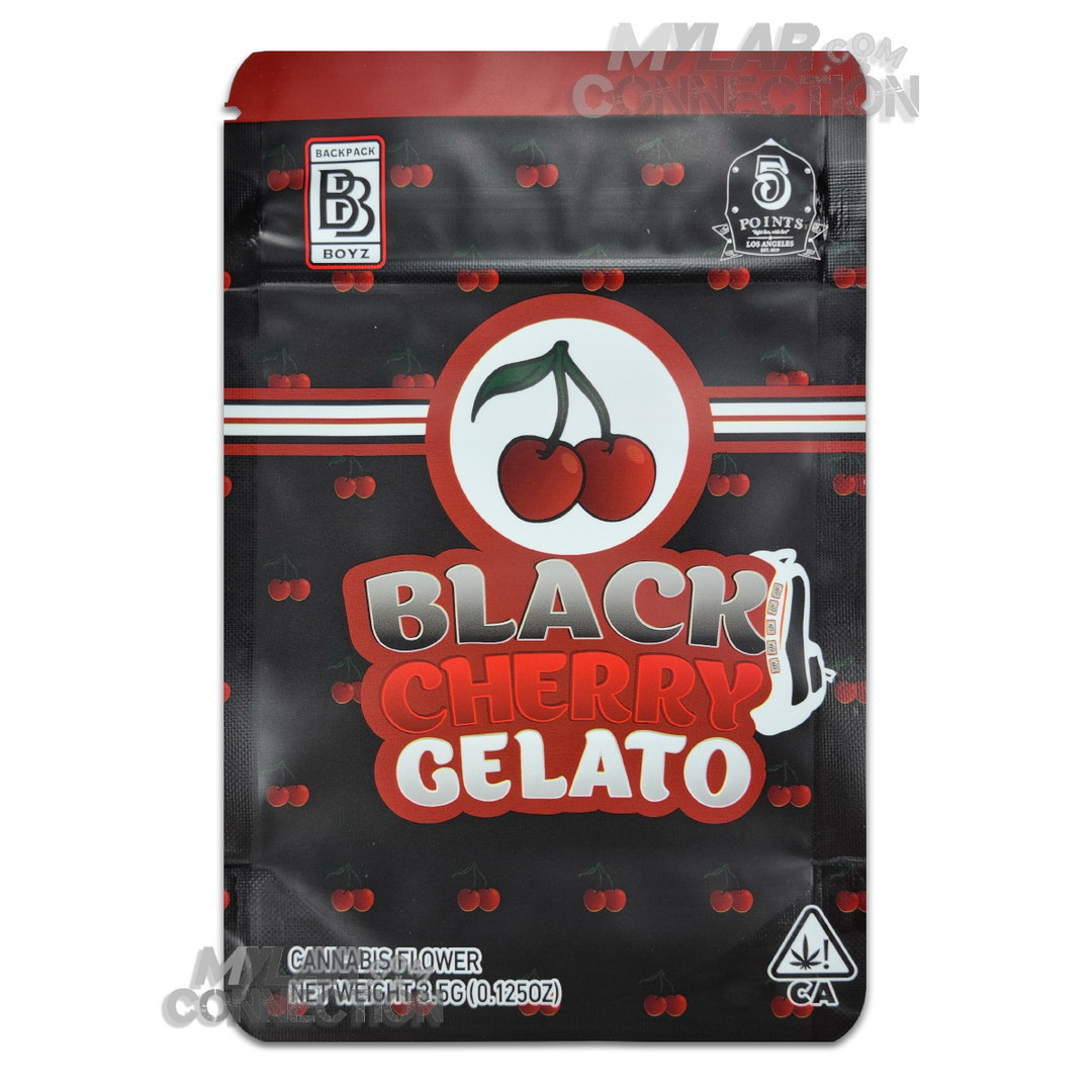 Black and Red 4.5"x6.5" Backpack Boyz Resealable Mylar Bag