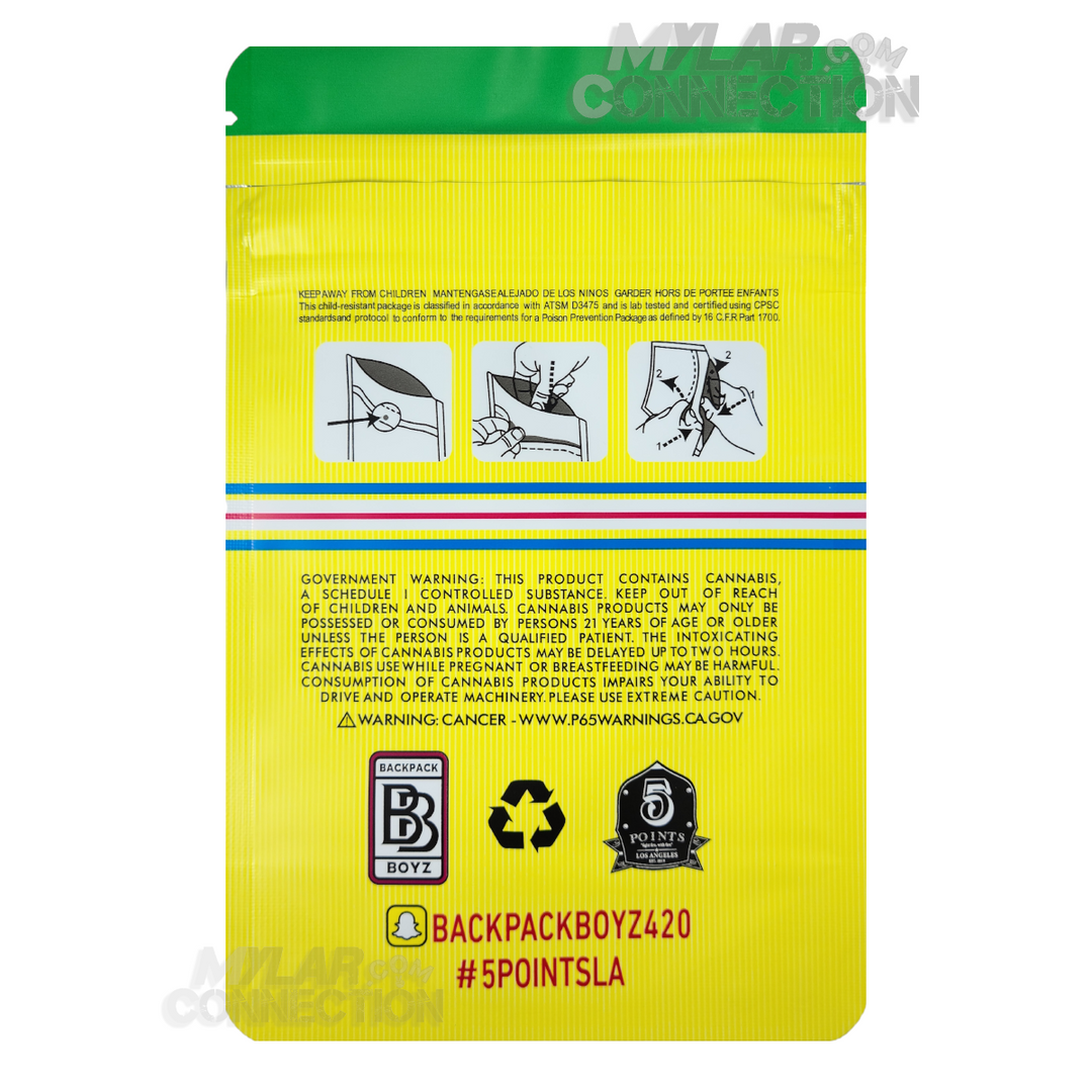 Backpack Boyz Lemon Cherry Gelato 3.5g Mylar Bag Back side