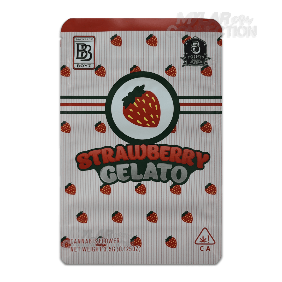 Backpack Boyz Strawberry Gelato Empty 3.5g Dry Herb Flower Mylar Bags