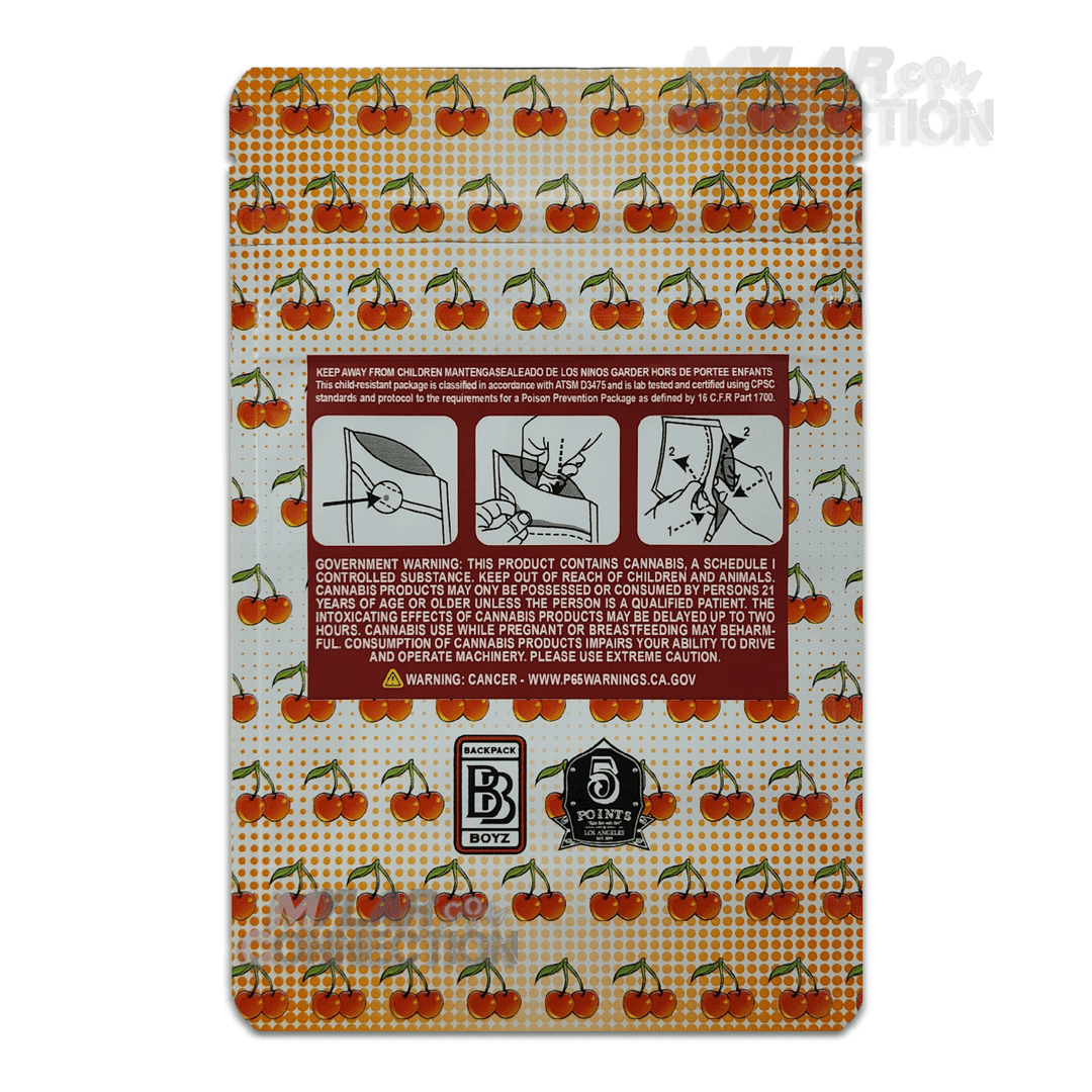 Backpack Boyz White Cherry Gelato Empty 3.5g Dry Herb Flower Mylar Bags