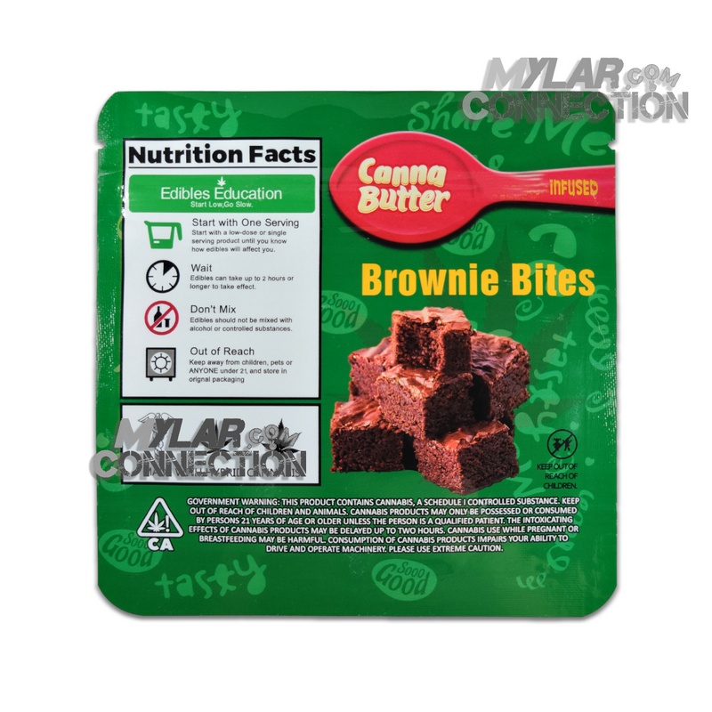 Canna Butter Brownie Bites 600mg Resealable Empty Mylar Snack Edibles Packaging Bags