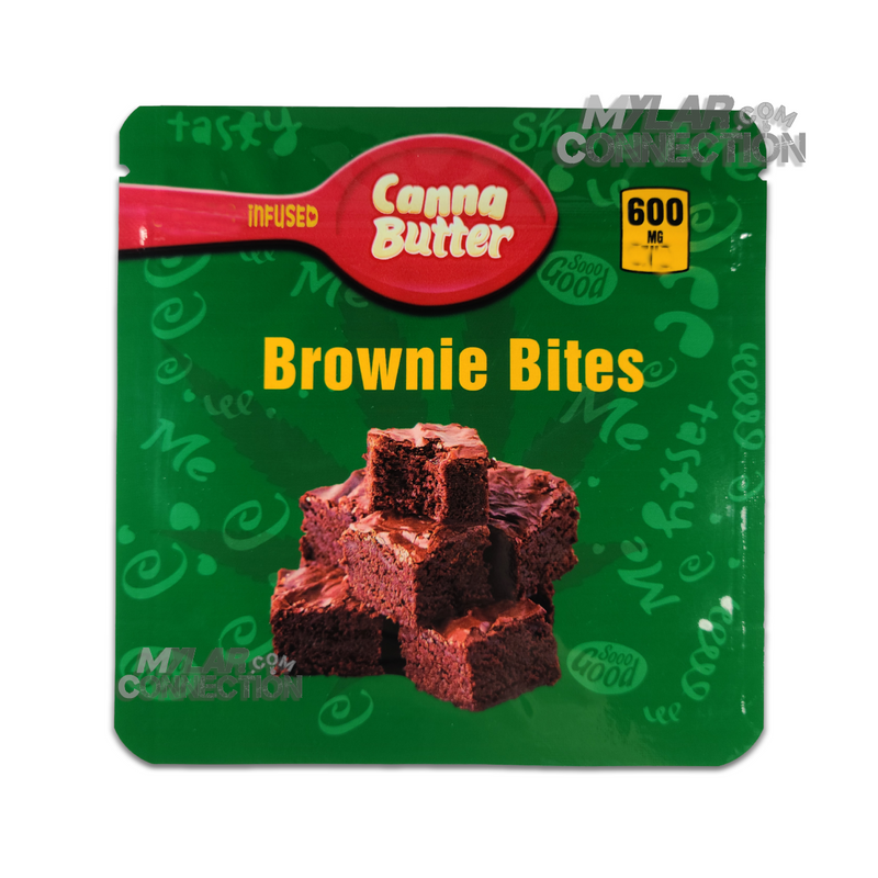 Canna Butter Brownie Bites 600mg Resealable Empty Mylar Snack Edibles Packaging Bags