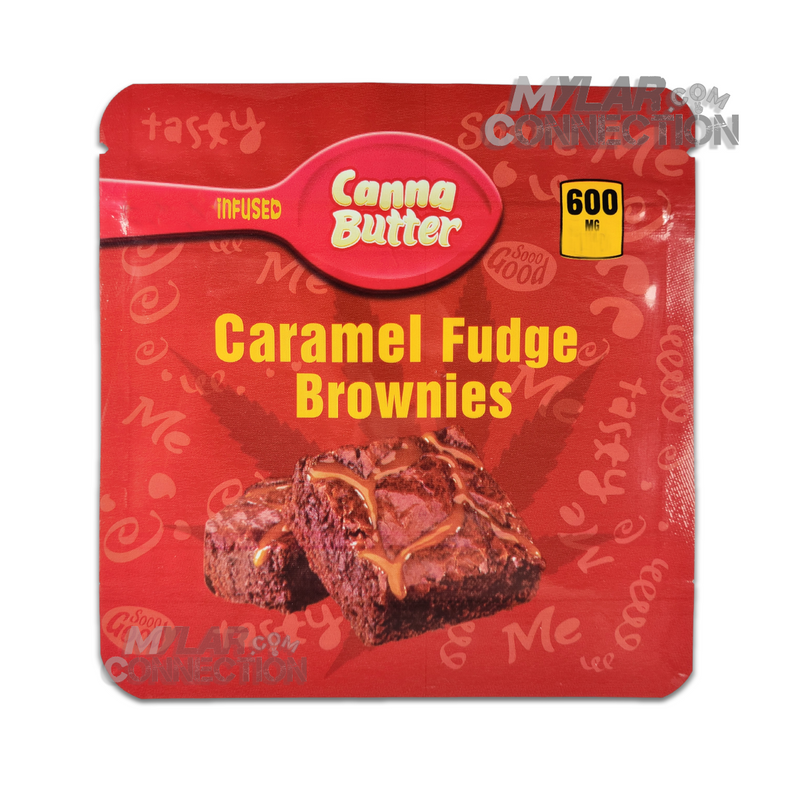 Canna Butter Caramel Fudge Brownies 600mg Resealable Empty Mylar Snack Edibles Packaging Bags