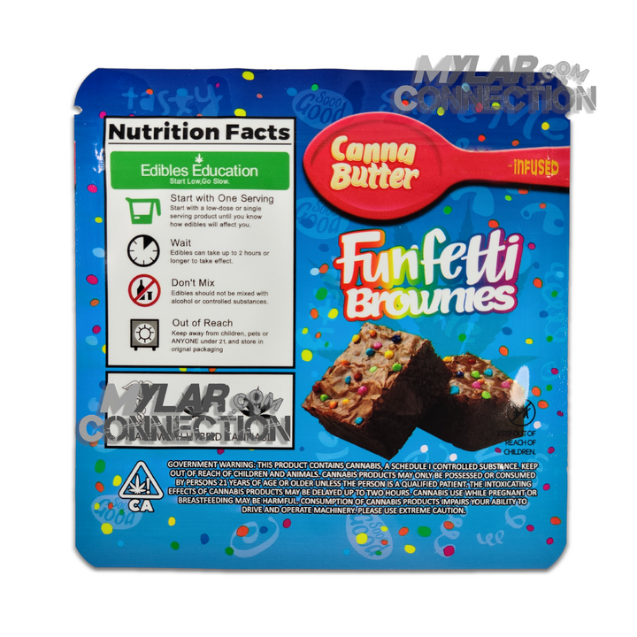 Canna Butter Funfetti Brownie 600mg Resealable Empty Mylar Snack Edibles Packaging Bags
