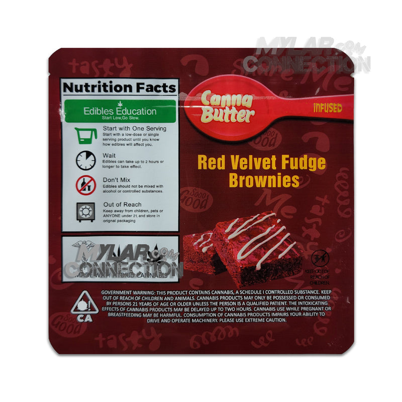 Canna Butter Red Velvet Brownies 600mg Resealable Empty Mylar Snack Edibles Packaging Bags