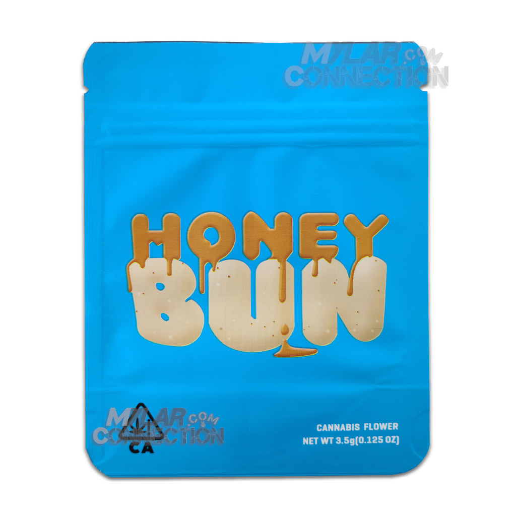 Cookies Honey Bun Mylar Bags 3.5 Grams Smell Proof Resealable Bags w/  Holographic Authenticity Stickers – Mylar Bags By Black Unicorn Hub