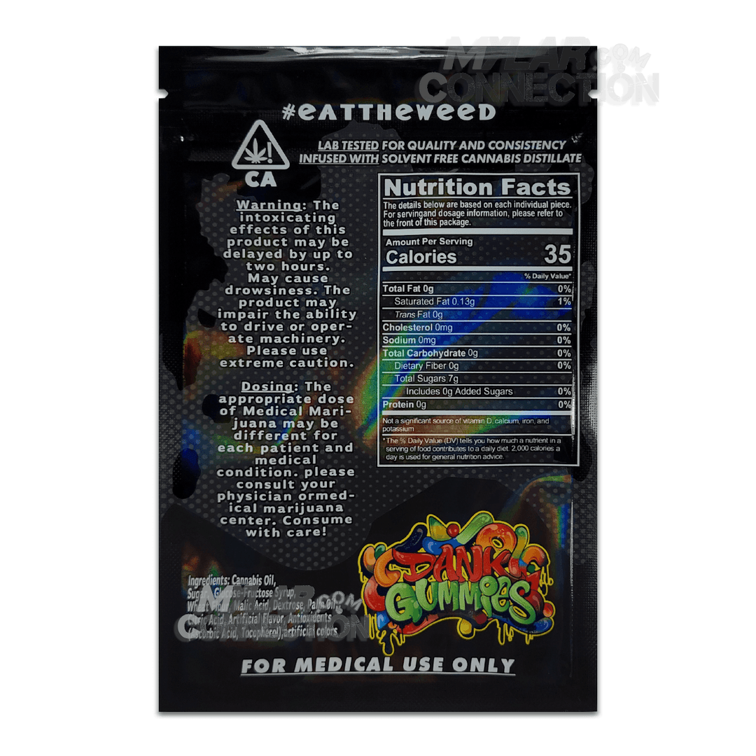 Dank Gummies Black Empty Edibles Mylar Bag Packaging 500mg