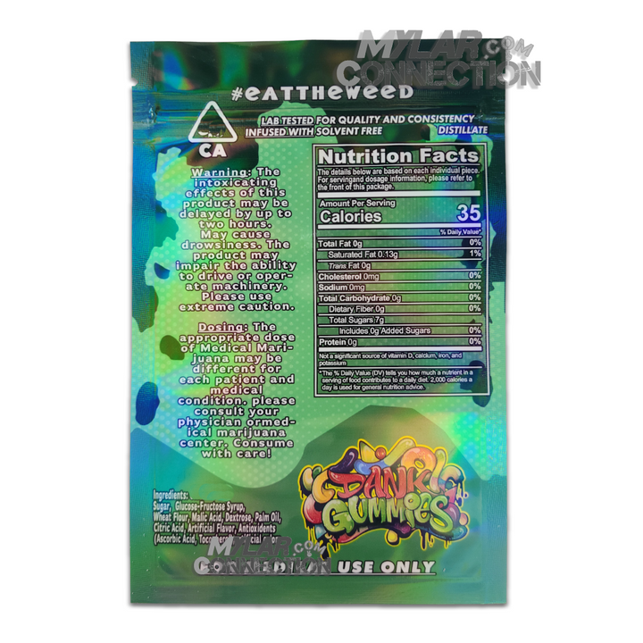 Dank Gummies Green Empty Edibles Mylar Bag Packaging 500mg