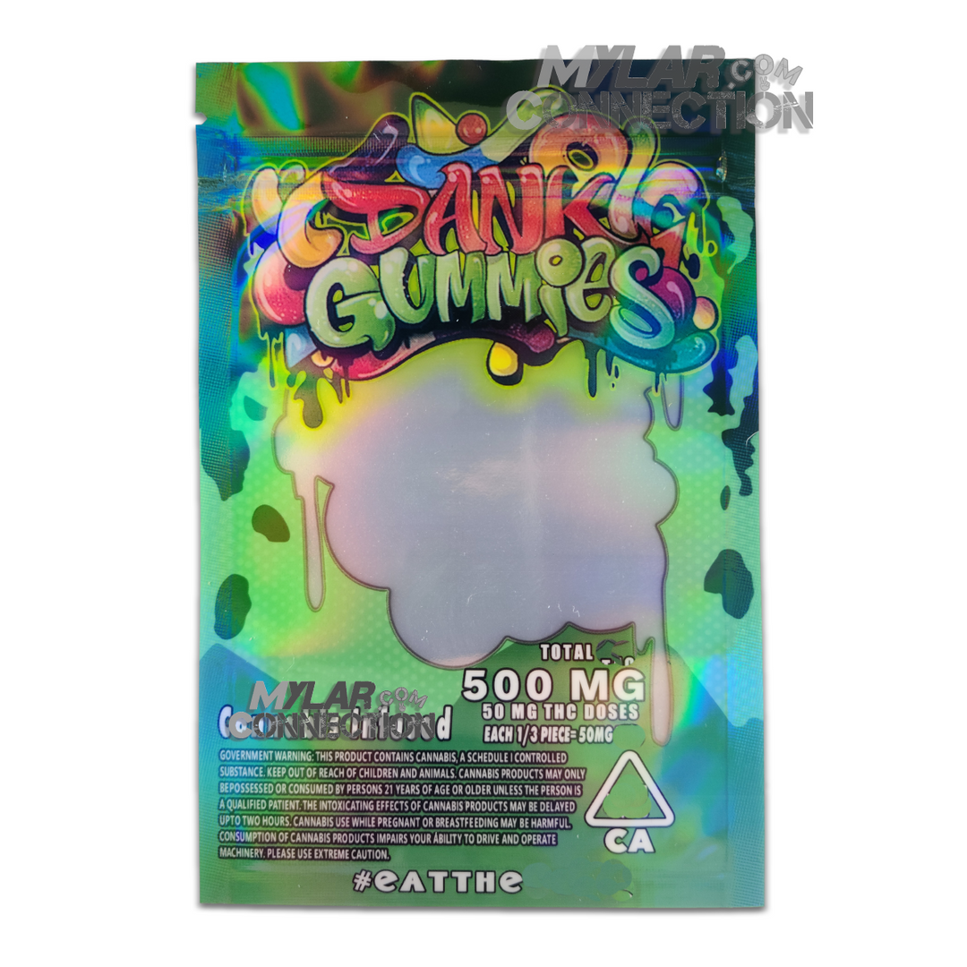 Dank Gummies Green Empty Edibles Mylar Bag Packaging 500mg
