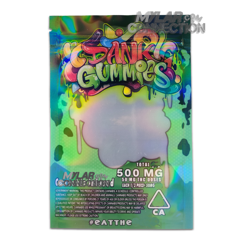 Dank Gummies Green Empty Edibles Mylar Bag Packaging 500mg