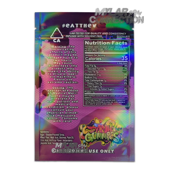 Dank Gummies Purple Empty Edibles Mylar Bag Packaging 500mg