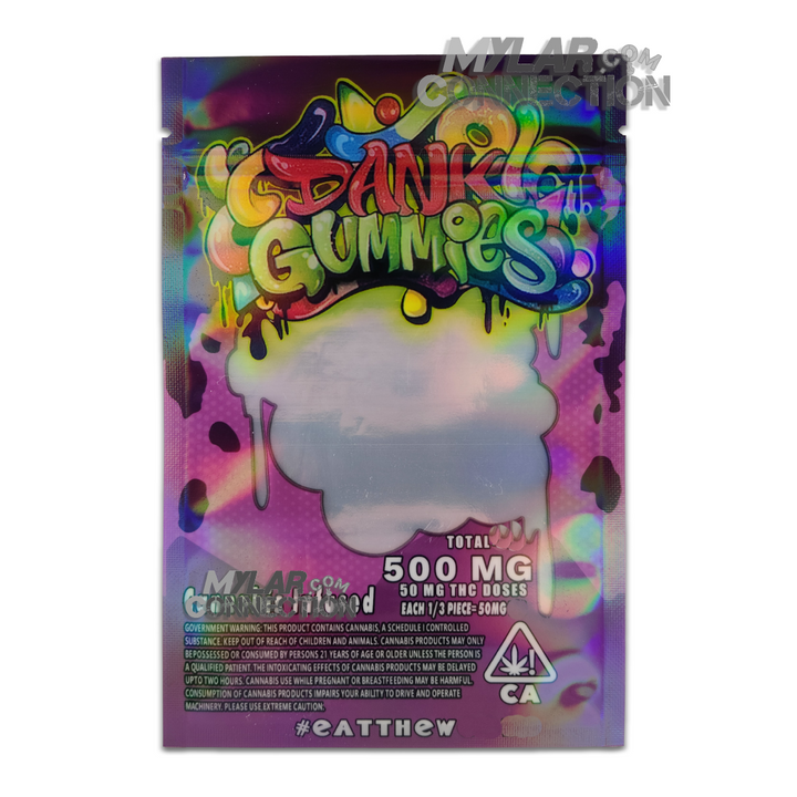Dank Gummies Purple Empty Edibles Mylar Bag Packaging 500mg