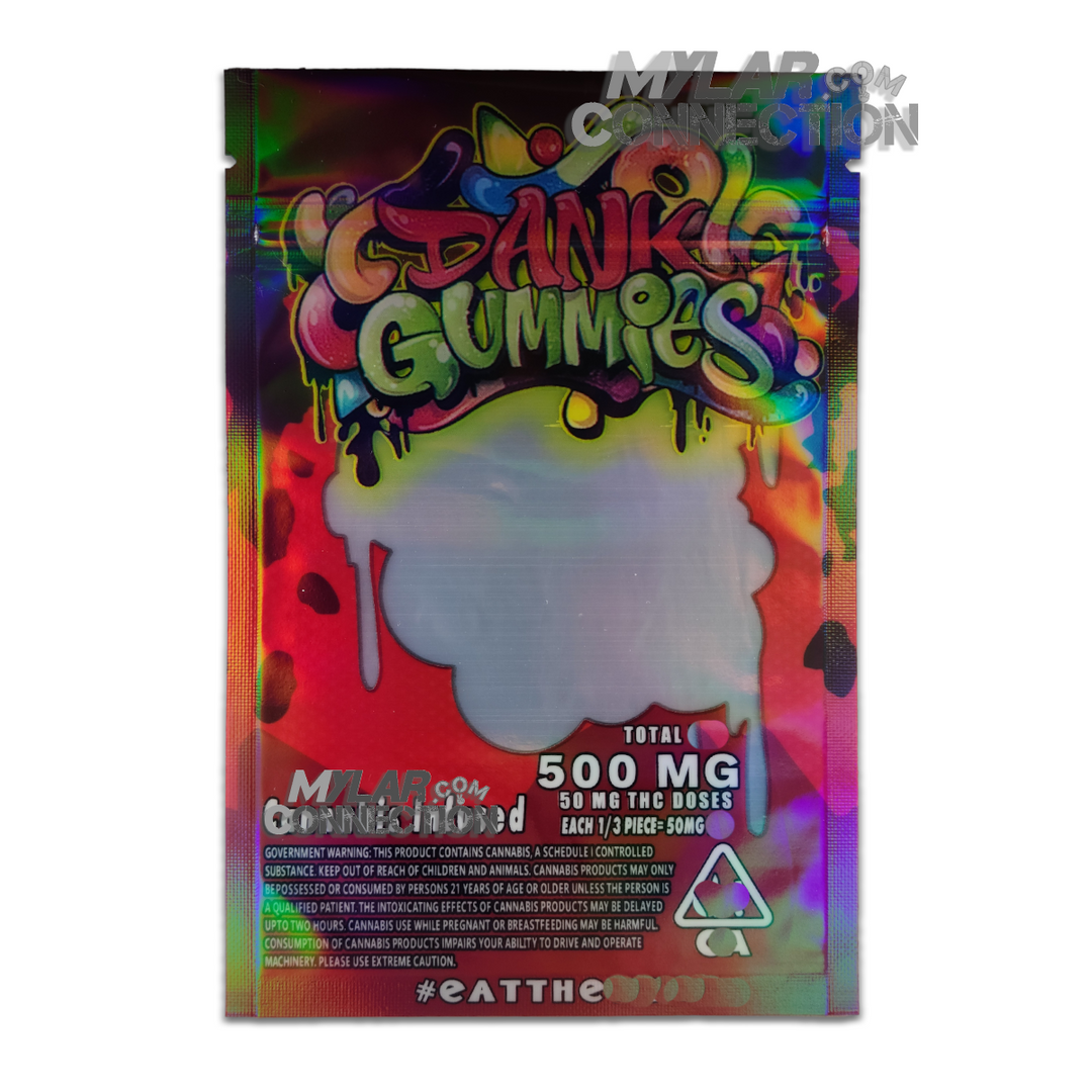 Dank Gummies Red Empty Edibles Mylar Bag Packaging 500mg
