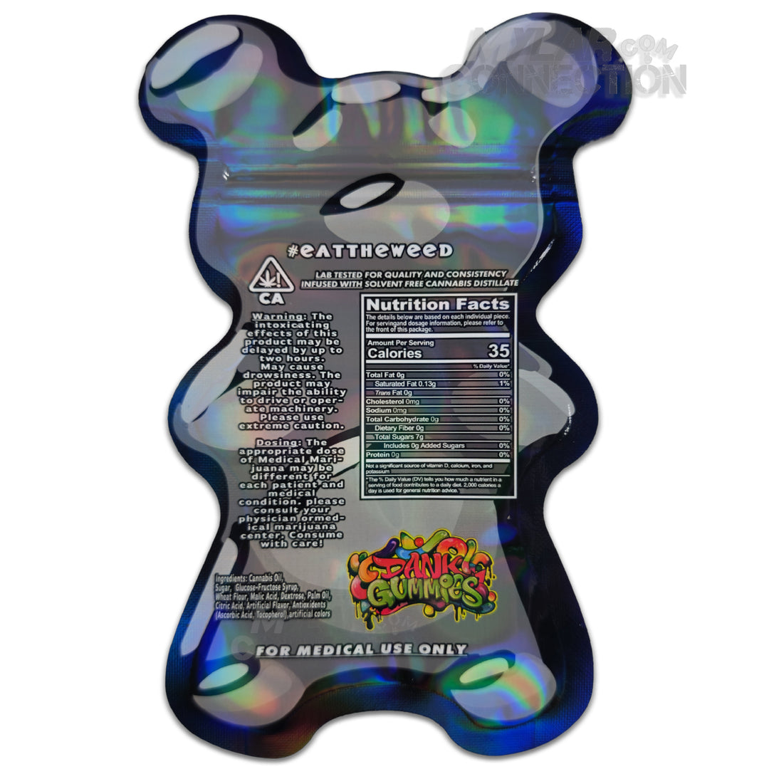 Dank Gummies Bear Shaped Black Empty Edibles Die-cut Mylar Bag Packaging 500mg