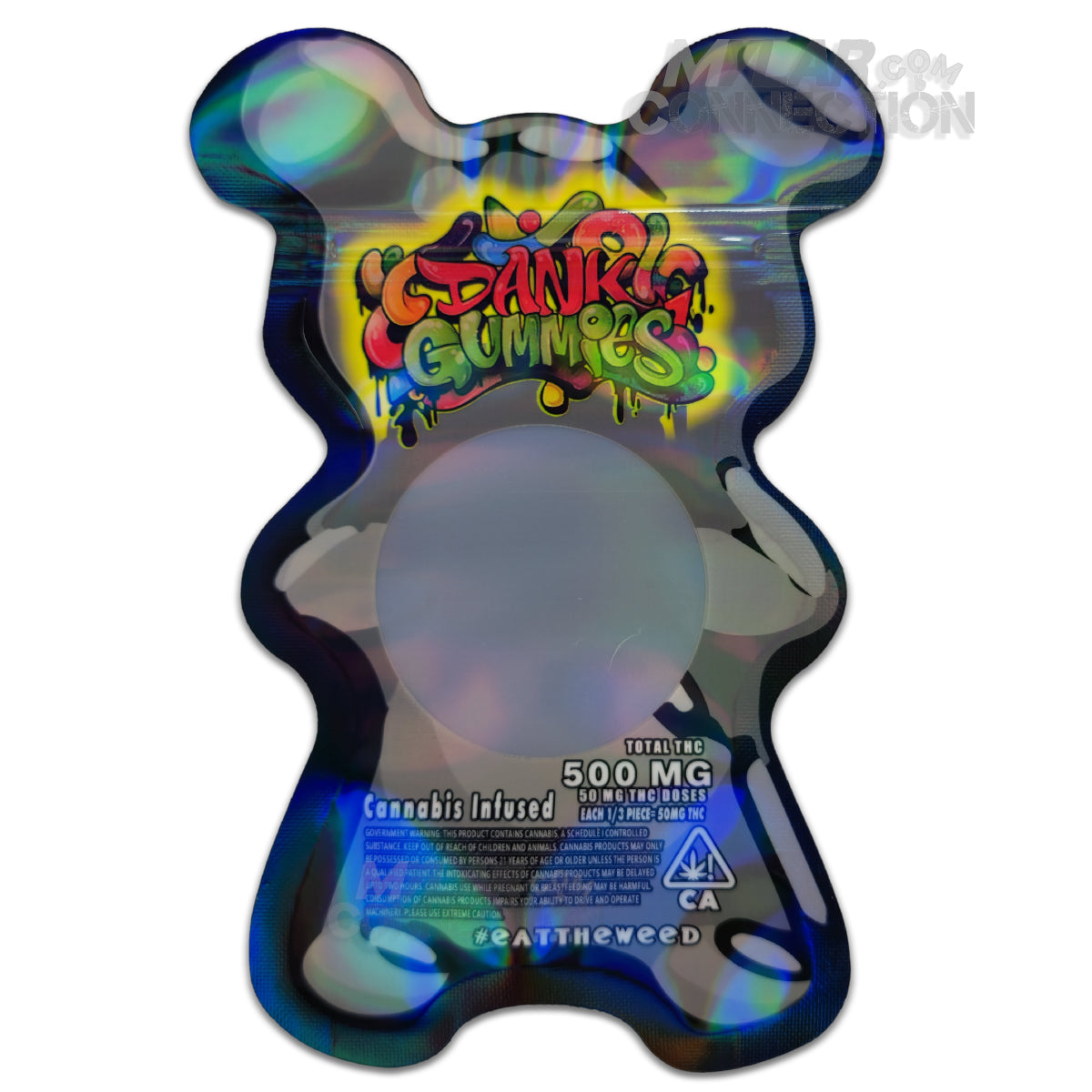 Dank Gummies Bear Shaped Black Empty Edibles Die-cut Mylar Bag Packagi ...