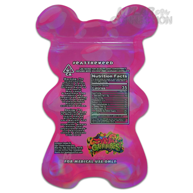 Dank Gummies Bear Shaped Pink Empty Edibles Die-cut Mylar Bag Packaging 500mg