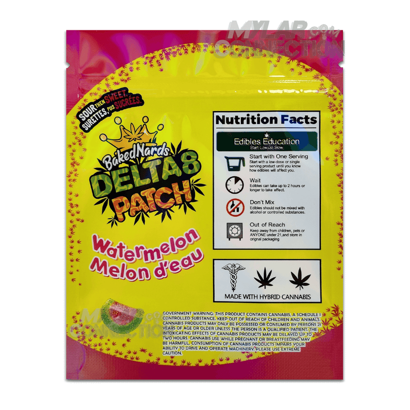 Delta 8 Patch Watermelon Empty Edible Packaging 500mg/1000mg Mylar Bags