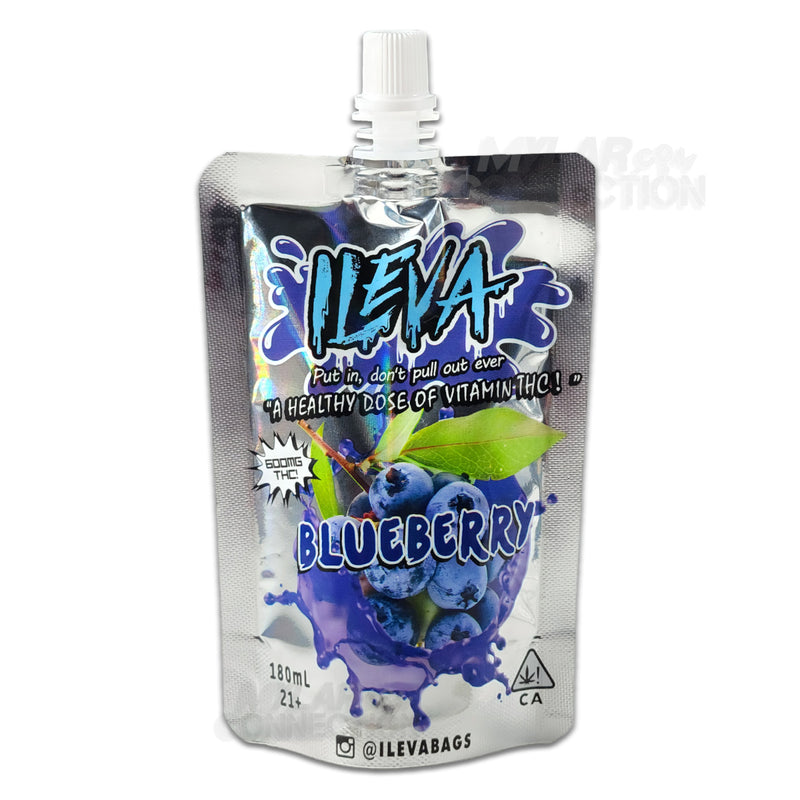 Ileva Blueberry Empty Cannabis Infused Drink Or Jello Pouch With Tamper Resistant Cap Packaging 600mg