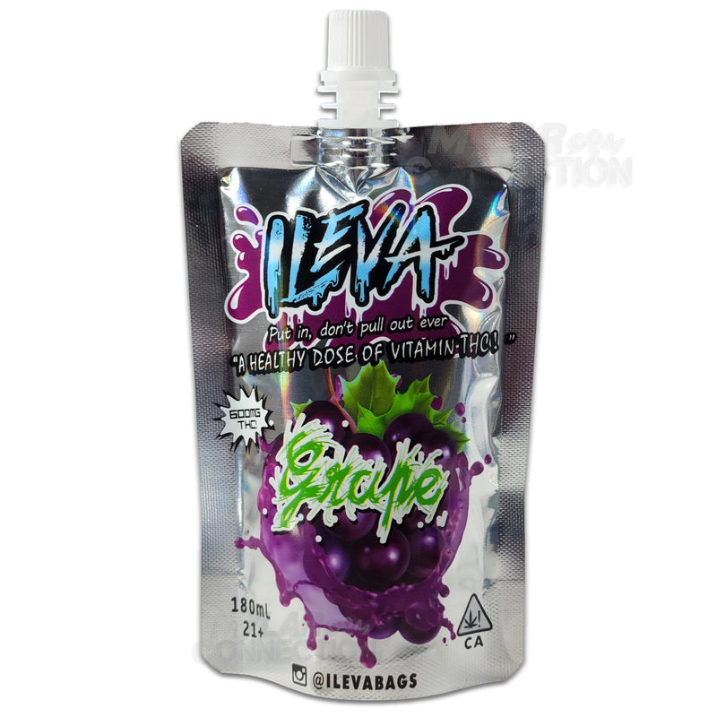 Ileva Grape Empty Cannabis Infused Drink Or Jello Pouch With Tamper Resistant Cap Packaging 600mg