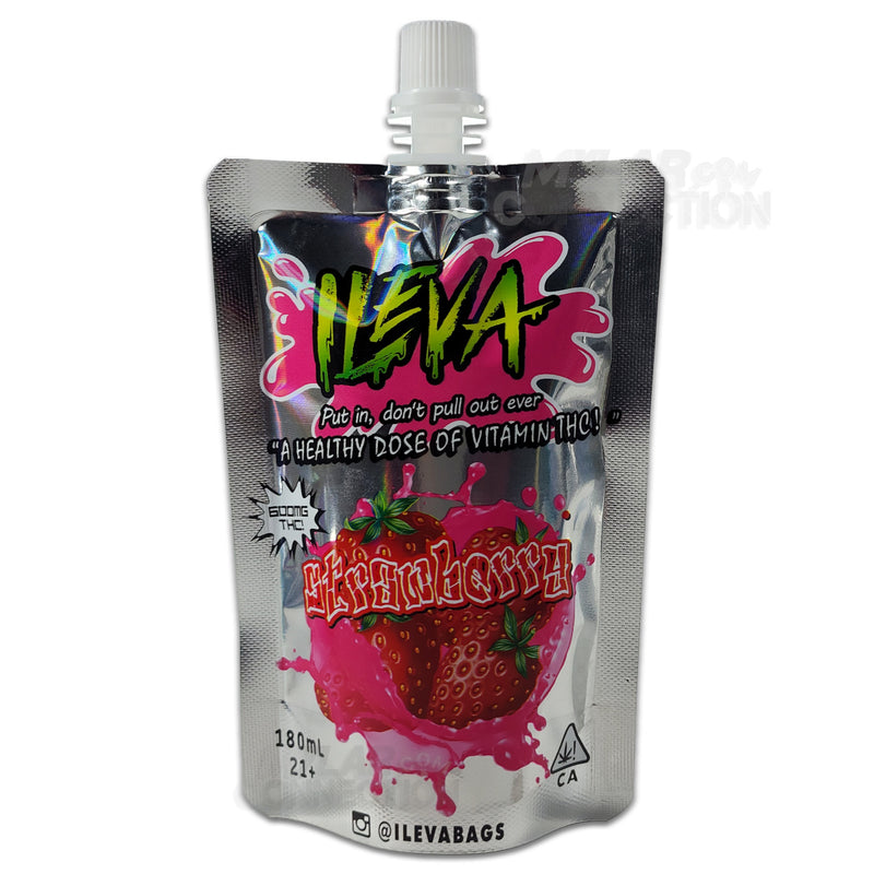 Ileva Strawberry Empty Cannabis Infused Drink Or Jello Pouch With Tamper Resistant Cap Packaging 600mg