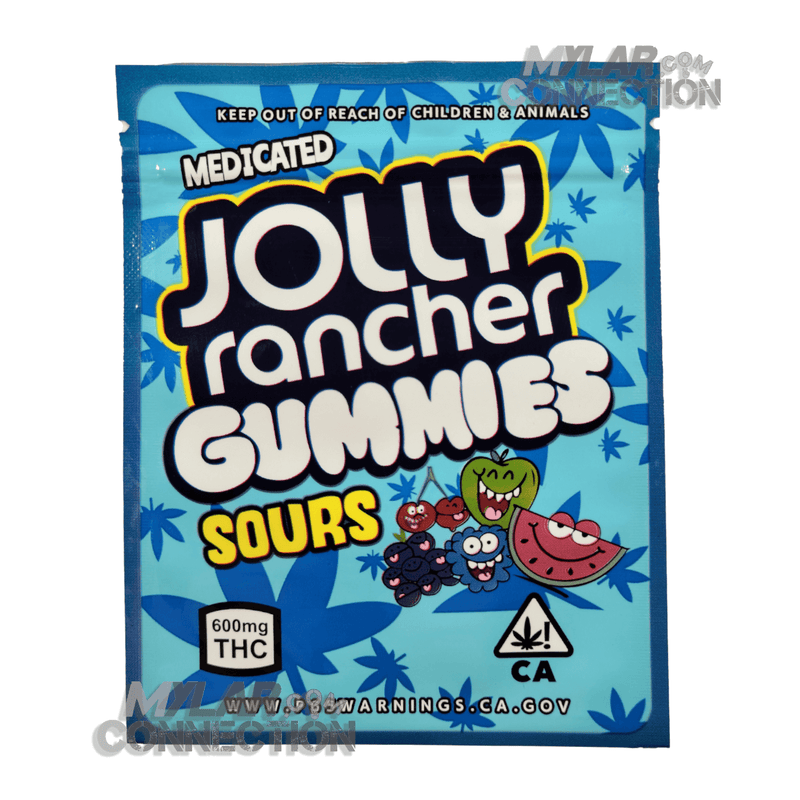 Jolly Medicated Gummies Sours Empty Edibles Mylar Packaging 600MG