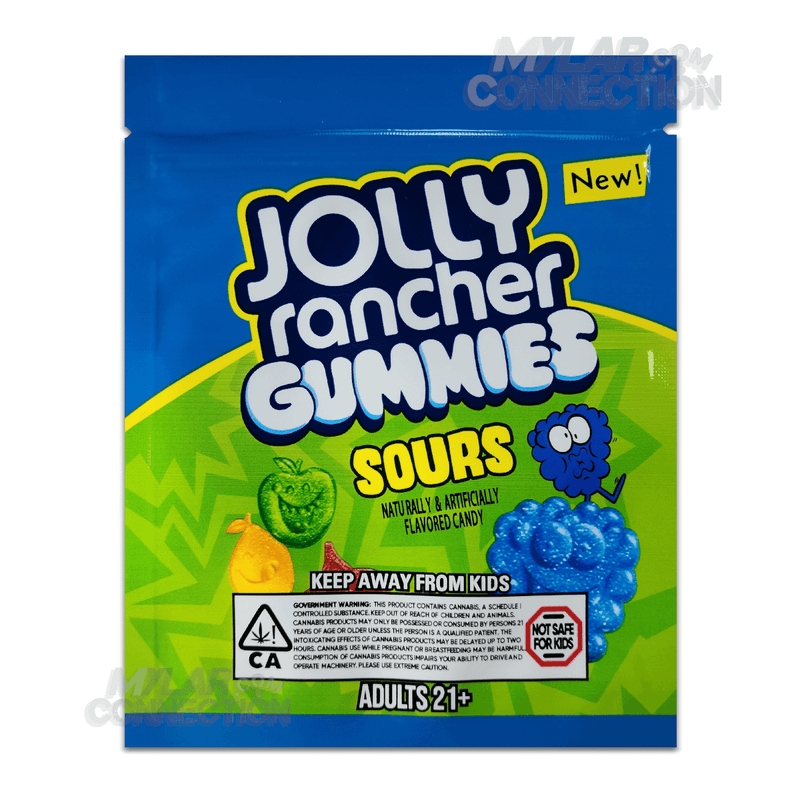 Jolly Gummies Sours Empty Infused Edibles Mylar Bags Packaging 600mg