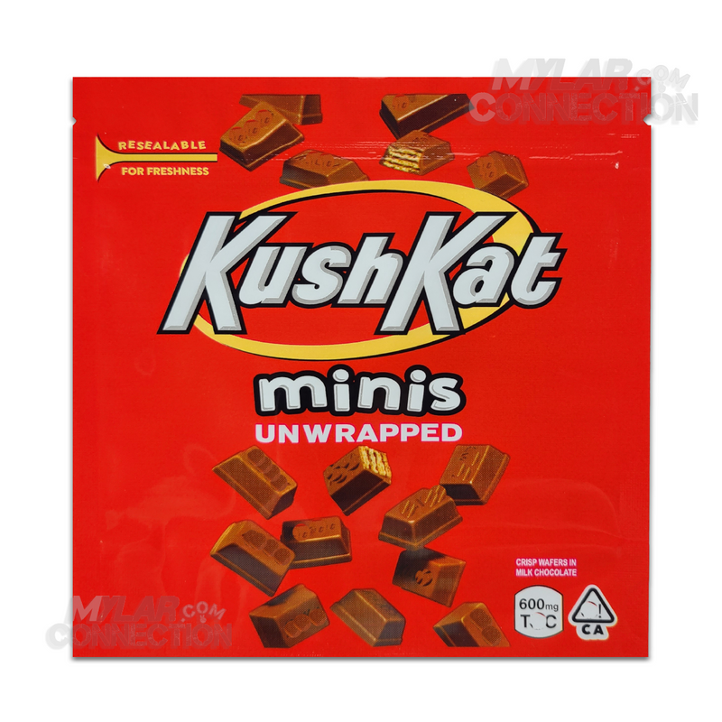 Kush Kat Unwrapped Minis Empty Edibles Mylar Bag Packaging 600mg