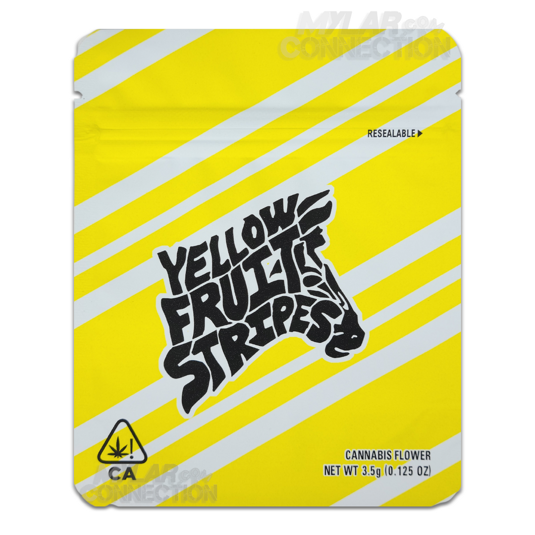 Yellow Fruit Stripes By Lemonnade Empty 3.5g Smell Proof Dry Herb Mylar Bag