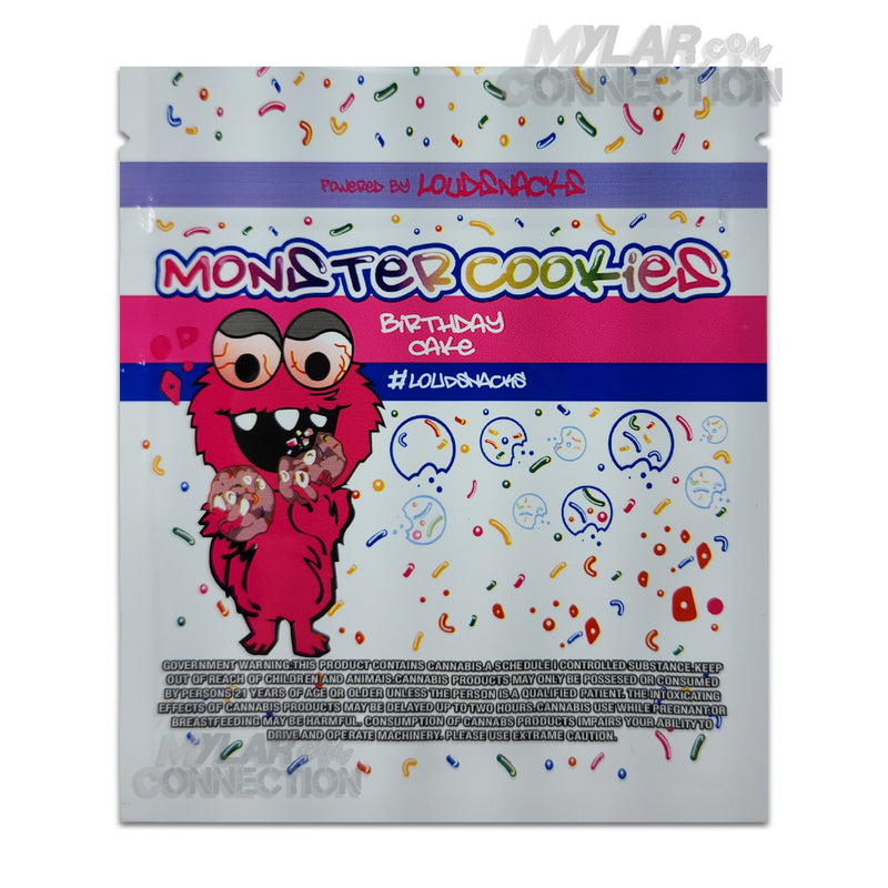 Monster Cookies Birthday Cake Medicated 600mg Empty Mylar Bags Edibles Packaging