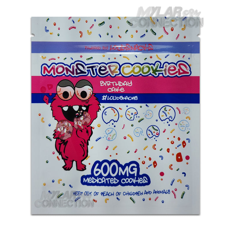 Monster Cookies Birthday Cake Medicated 600mg Empty Mylar Bags Edibles Packaging