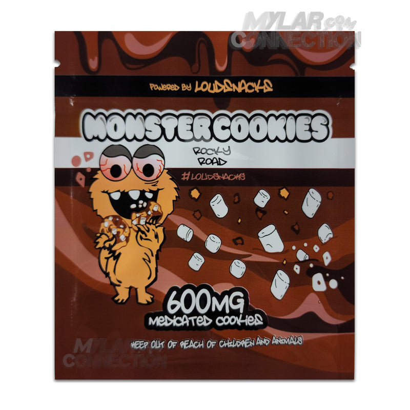 Monster Cookies Rocky Road Medicated 600mg Empty Mylar Bags Edibles Packaging
