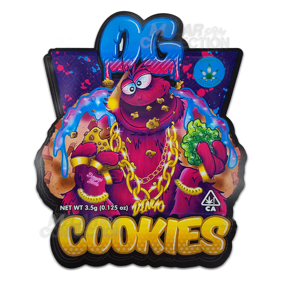 Denyo OG Cookies Die-Cut 3.5g Empty Flower Dry Herb Mylar Bag Smell Proof Packaging