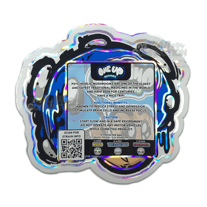 One Up 2.5g Psilocybin Magic Mushroom Empty Die Cut Mylar Bag Packaging For Shrooms