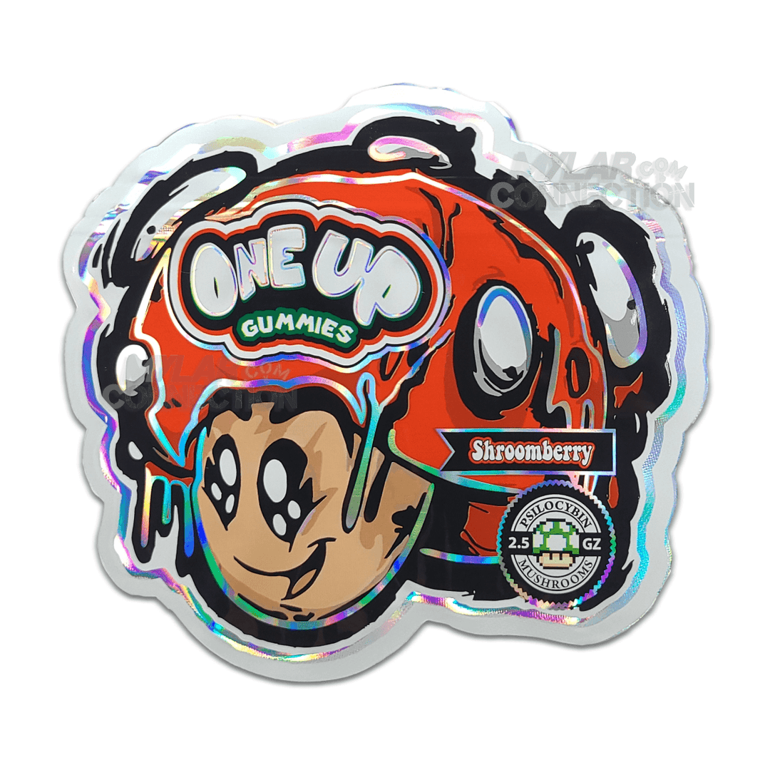 One Up 2.5g Psilocybin Magic Mushroom Shroomberry Empty Die Cut Mylar Bag Packaging For Shrooms