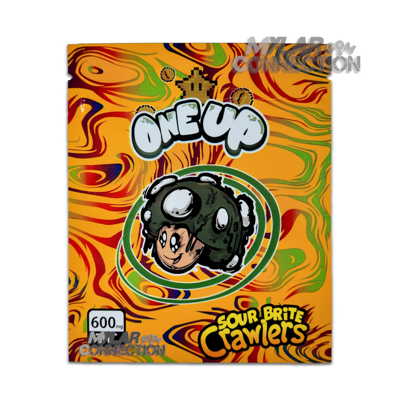 One Up Sour Brite Crawlers Empty Mylar Edibles Bags Packaging
