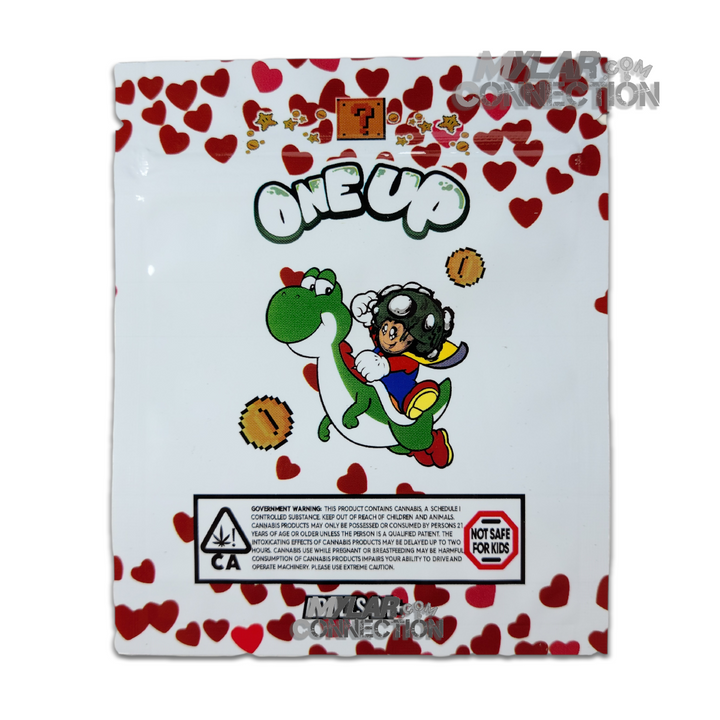 One Up Strawberry Puffs Empty Mylar Edibles Bags Packaging