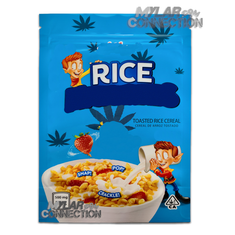 Rice Krispyz Snacks 500mg Empty Cereal Treats Mylar Packaging Bags
