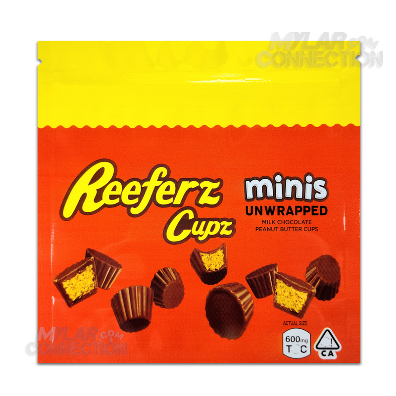 Reeferz Cupz Unwrapped Minis Empty Edibles Mylar Bag Packaging 600mg