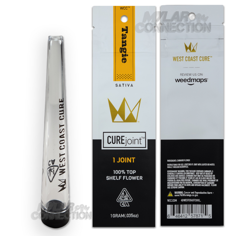 West Coast Cure Joint Tangie Empty Single Pre-roll Mylar Bag Packaging