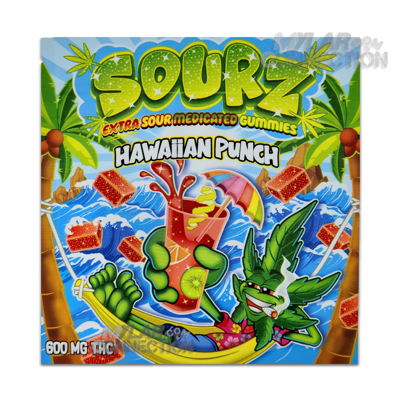 Sourz Gummies Hawaiian Punch Empty Edible Mylar Packaging Bags 600mg