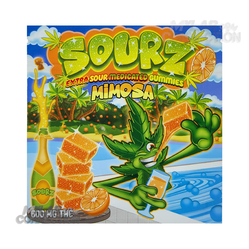 Sourz Gummies Mimosa Empty Edible Mylar Packaging Bags 600mg
